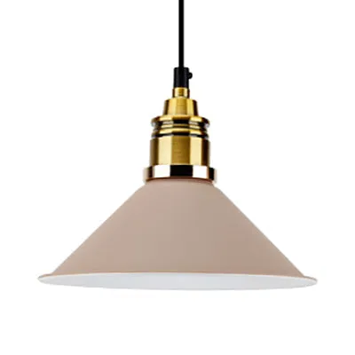 Lampe suspendue moderne et élégante en métal, 1 ampoule, abat-jour conique, noir/gris/blanc, pour salle à manger Clearhalo