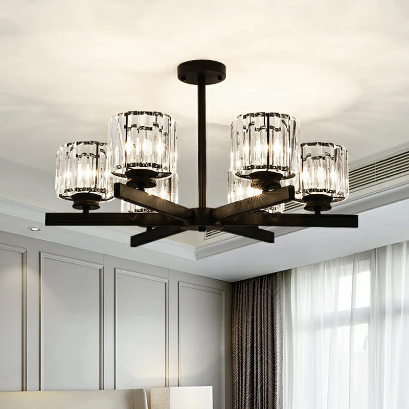 Lampe suspendue au plafond cylindrique en cristal, lustre minimaliste, éclairage pour le salon Clearhalo