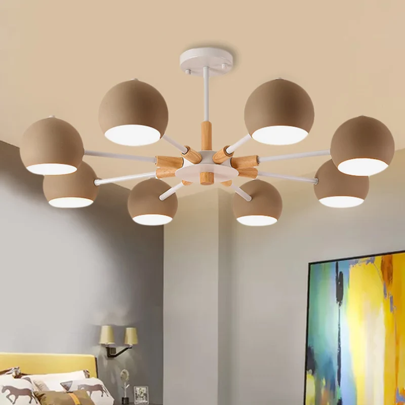 Lampe suspendue sphérique de Style moderne, lustre suspendu en métal à 8 lumières pour le salon Clearhalo