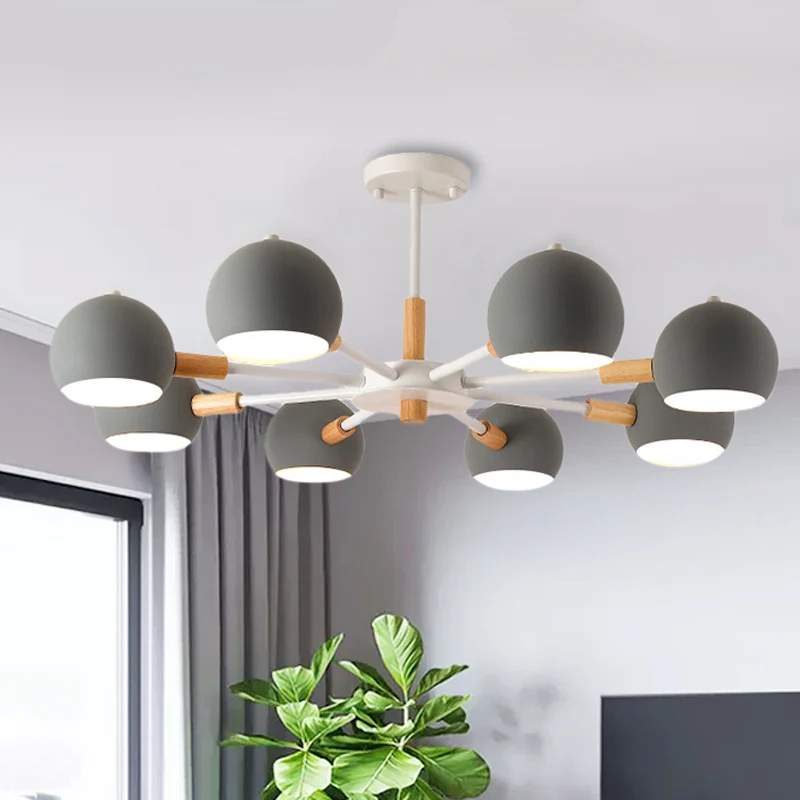Lampe suspendue sphérique de Style moderne, lustre suspendu en métal à 8 lumières pour le salon Clearhalo