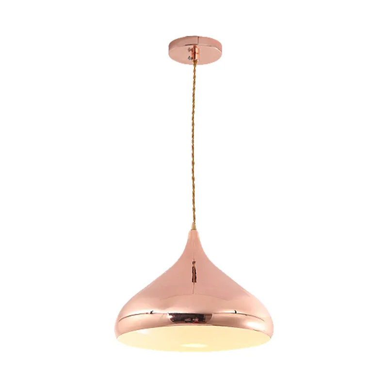 Lampe à suspension contemporaine en métal à une lumière en forme d'oignon pour chambre à coucher en or rose Clearhalo