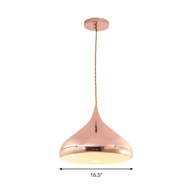 Lampe à suspension contemporaine en métal à une lumière en forme d'oignon pour chambre à coucher en or rose Clearhalo