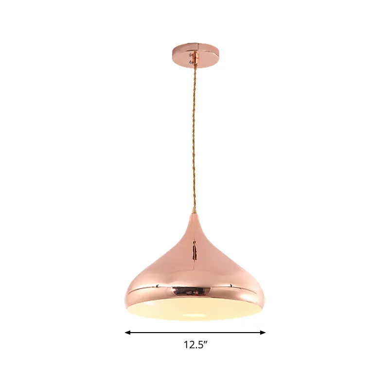 Lampe à suspension contemporaine en métal à une lumière en forme d'oignon pour chambre à coucher en or rose Clearhalo