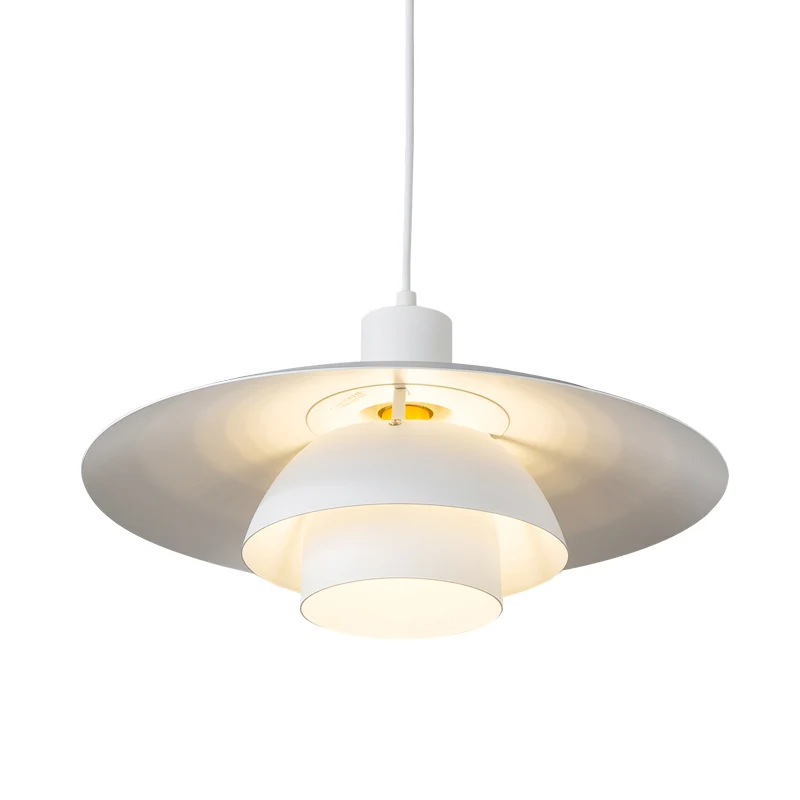 Lampe à suspension de cuisine à trois niveaux en métal, 1 lumière, suspension contemporaine en blanc Clearhalo