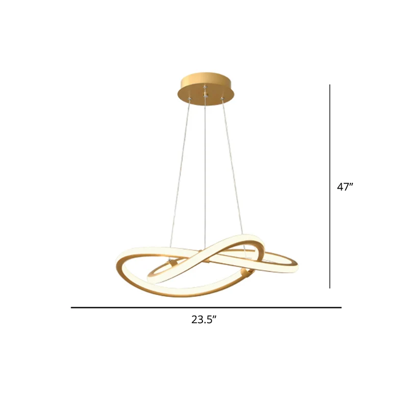 Lampe à suspension LED minimaliste en forme de torsion, lustre de salon en aluminium, luminaire Clearhalo