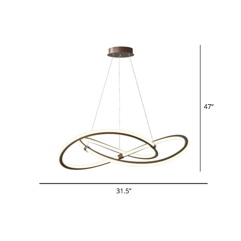 Lampe à suspension LED minimaliste en forme de torsion, lustre de salon en aluminium, luminaire Clearhalo