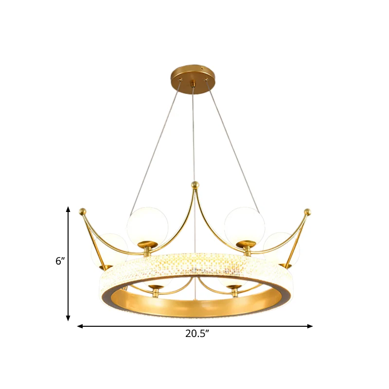 Lampe à Suspension moderne en forme de couronne en métal, 6 lumières, lustre de plafond LED pour chambre de fille en or av...