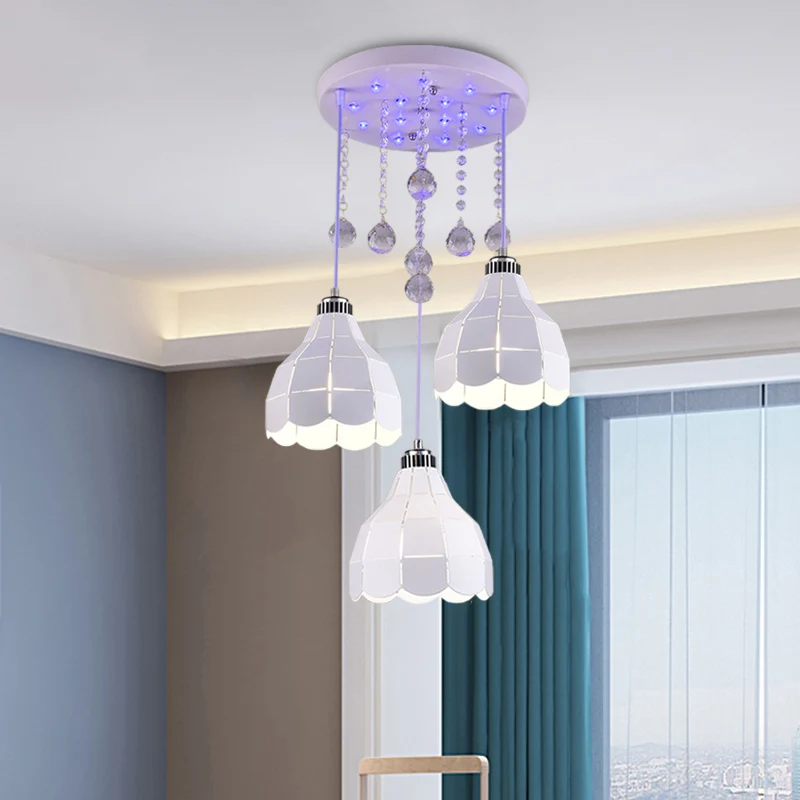 Lampe à Suspension Multiple en forme de dôme en métal, Simple, 3 ampoules, finition blanche, lampe à Suspension au plafond...