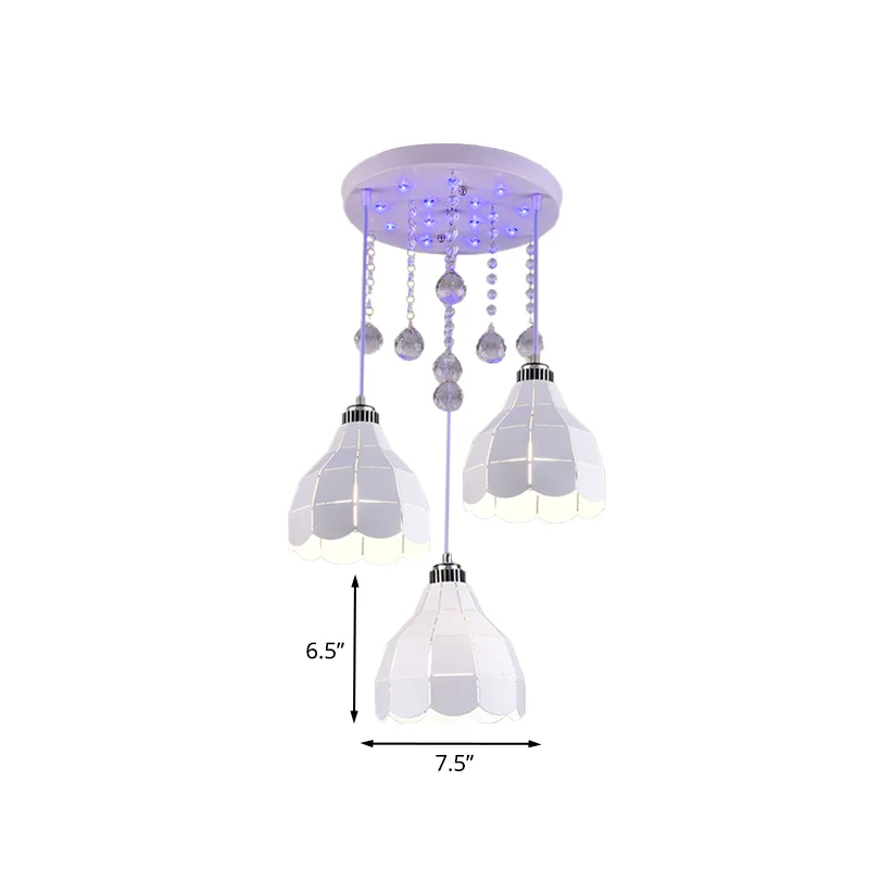 Lampe à Suspension Multiple en forme de dôme en métal, Simple, 3 ampoules, finition blanche, lampe à Suspension au plafond...