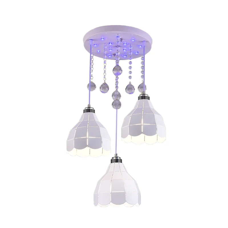 Lampe à Suspension Multiple en forme de dôme en métal, Simple, 3 ampoules, finition blanche, lampe à Suspension au plafond...