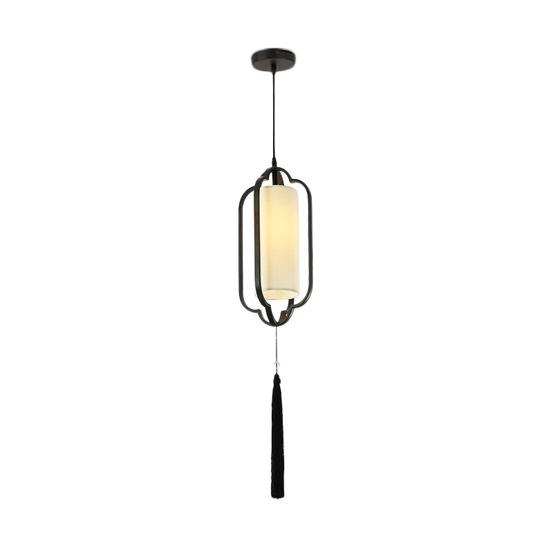 Lampe à suspension de plafond en métal à 1 lumière, pendentif traditionnel en cage noir/laiton pour chambre à coucher Clea...