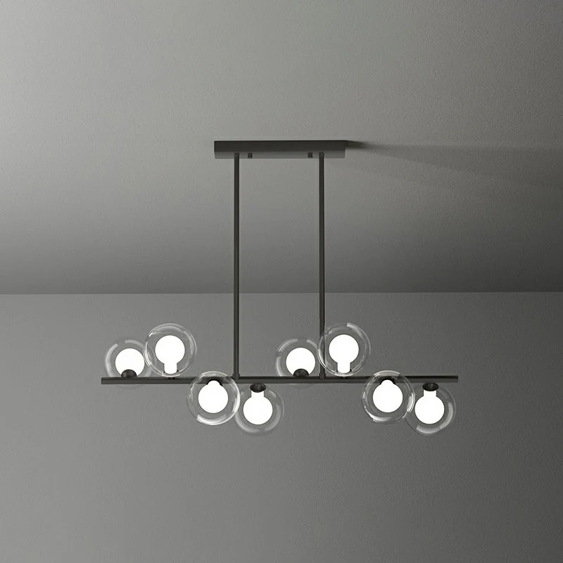 Lampe à suspension postmoderne à bulles avec abat-jour en verre transparent et blanc Clearhalo