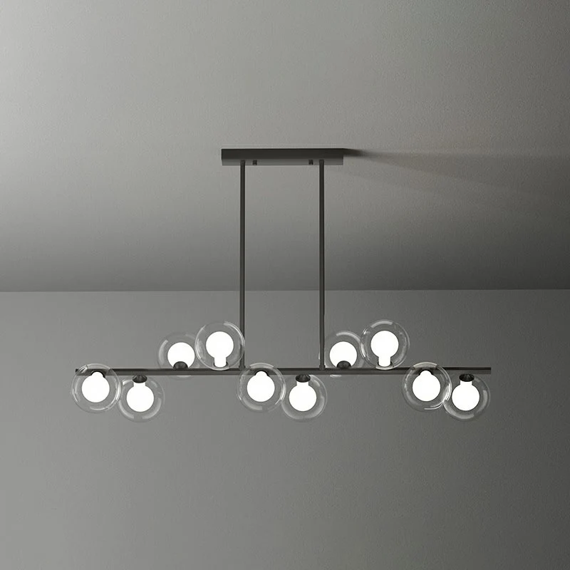 Lampe à suspension postmoderne à bulles avec abat-jour en verre transparent et blanc Clearhalo