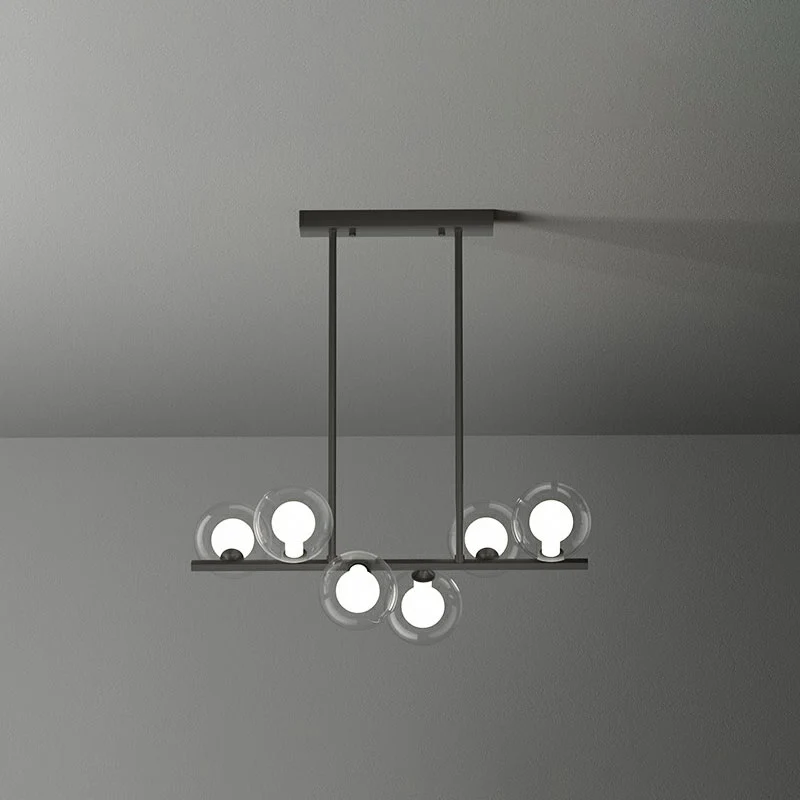 Lampe à suspension postmoderne à bulles avec abat-jour en verre transparent et blanc Clearhalo