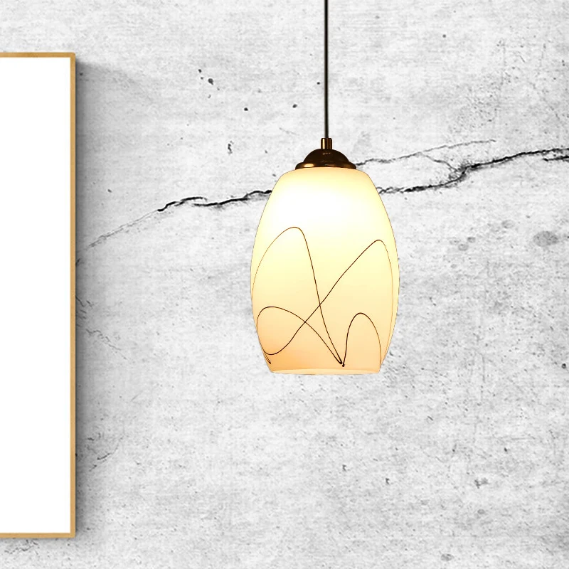 Lampe à suspension en verre blanc Wave Tulip, plafonnier suspendu moderne à 1 tête noire pour salle à manger Clearhalo