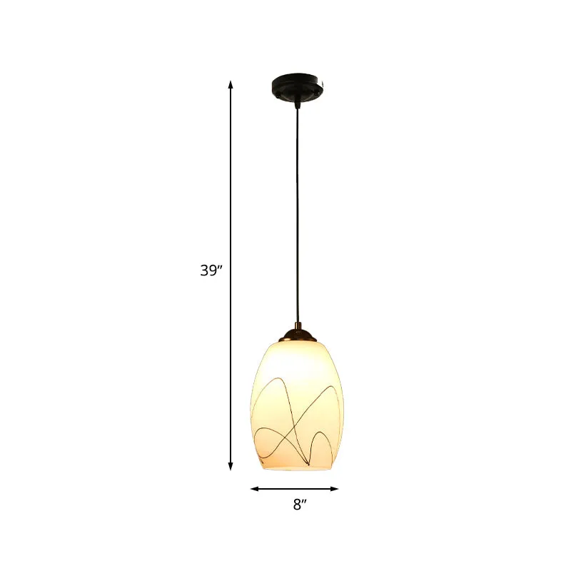 Lampe à suspension en verre blanc Wave Tulip, plafonnier suspendu moderne à 1 tête noire pour salle à manger Clearhalo