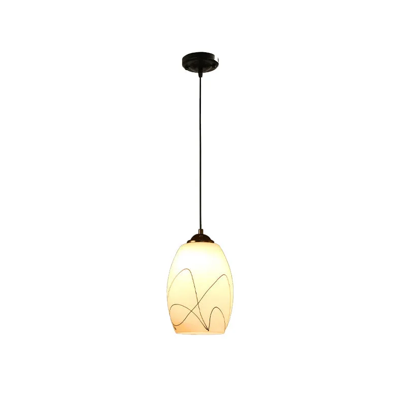Lampe à suspension en verre blanc Wave Tulip, plafonnier suspendu moderne à 1 tête noire pour salle à manger Clearhalo