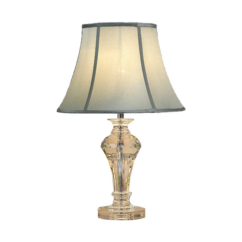 Lampe de table de chevet en forme de vase à 1 tête, lampe de lecture contemporaine en cristal découpé à la main en bleu Cl...