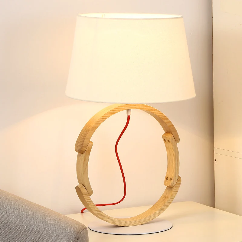 Lampe de table contemporaine à 1 ampoule, petite lampe de bureau à tambour conique blanc avec abat-jour en tissu Clearhalo