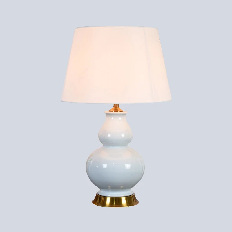 Lampe de table contemporaine à 1 ampoule, petite lampe de bureau à tambour conique blanc avec abat-jour en tissu Clearhalo