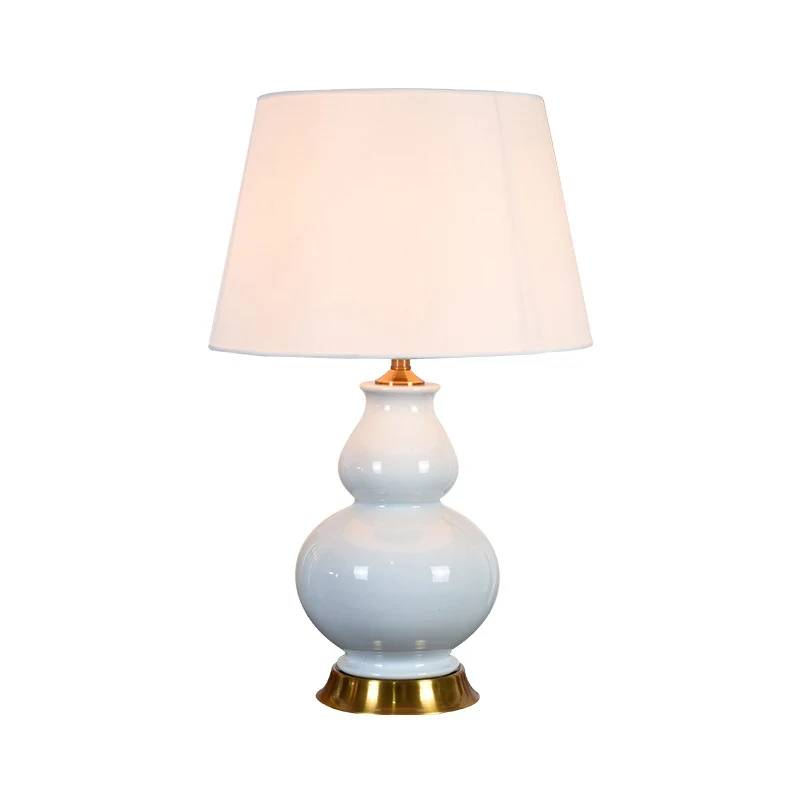 Lampe de table contemporaine à 1 ampoule, petite lampe de bureau à tambour conique blanc avec abat-jour en tissu Clearhalo