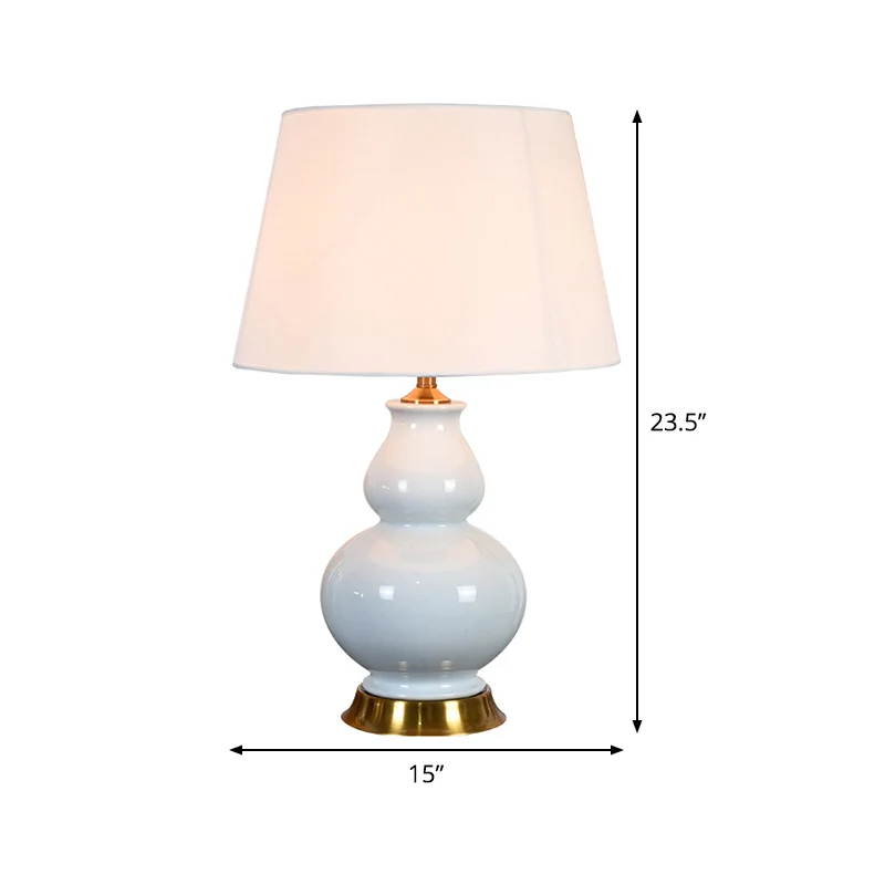 Lampe de table contemporaine à 1 ampoule, petite lampe de bureau à tambour conique blanc avec abat-jour en tissu Clearhalo