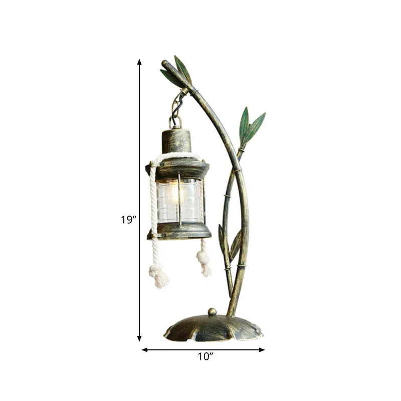 Lampe de table au kérosène en verre transparent, style ferme, éclairage de bureau à 1 lumière pour salle à manger en laito...