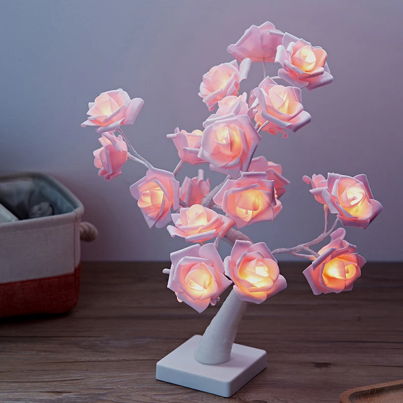 Lampe de Table LED en forme d'arbre pour enfants, lampe de chevet en plastique pour chambre à coucher avec Port de chargem...