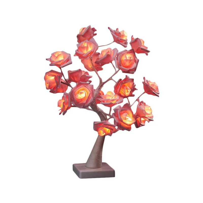 Lampe de Table LED en forme d'arbre pour enfants, lampe de chevet en plastique pour chambre à coucher avec Port de chargem...