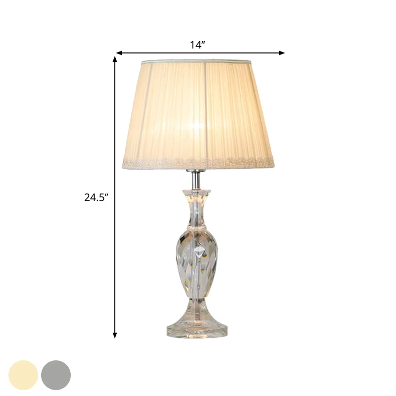 Lampe de table de nuit en cristal, 1 ampoule, vert/Beige, abat-jour en tissu traditionnel, lampe de Table en baril pour ch...