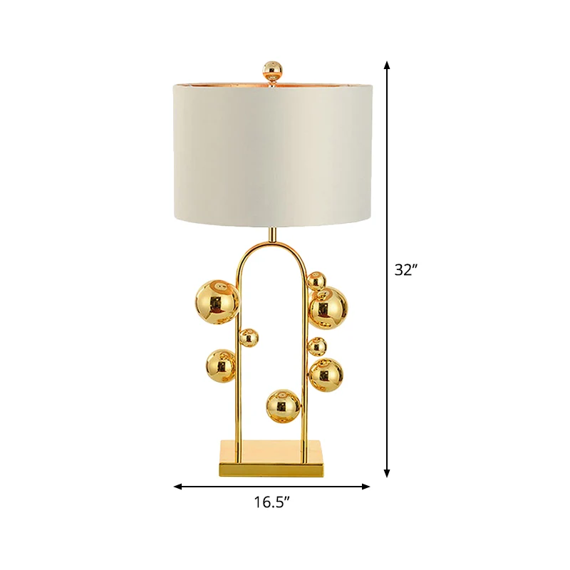 Lampe de Table de nuit en métal boule, Post-moderne, 1 lumière, éclairage de Table de chevet en tissu blanc pour salon Cle...