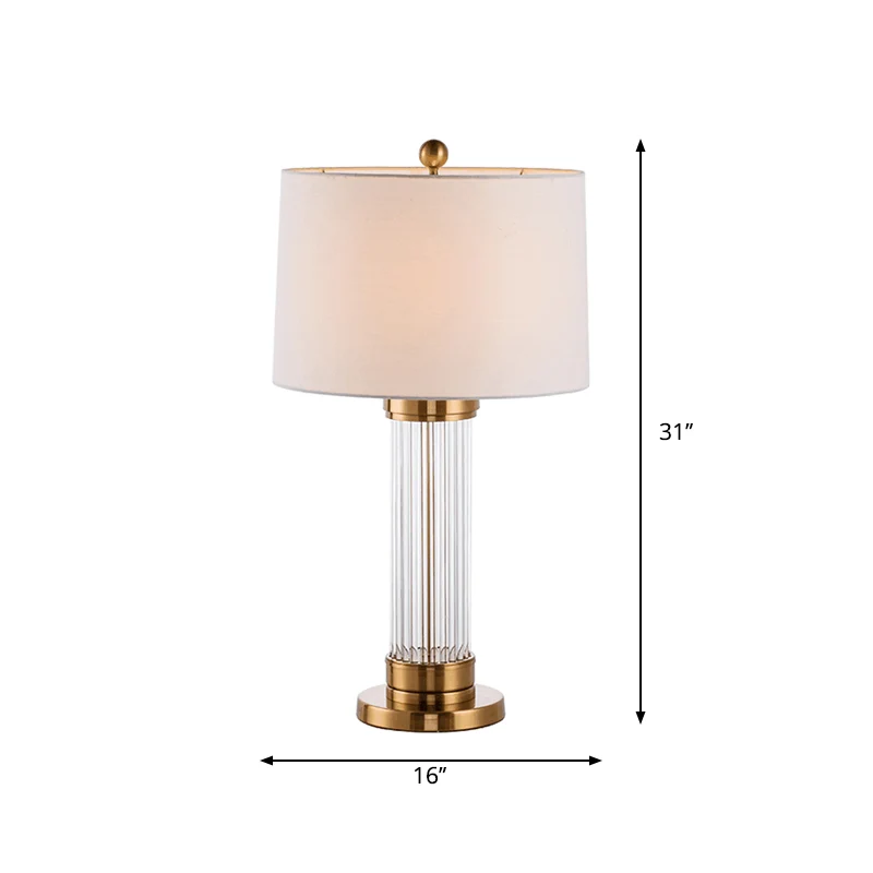 Lampe de table pilier bleu noirâtre/verre transparent lampe de table de chevet postmoderne à 1 tête avec abat-jour cylindr...