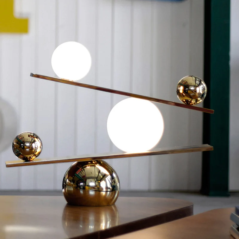 Lampe de Table ronde avec abat-jour en verre crème, lampe de chevet artistique à 2 têtes pour le salon Clearhalo