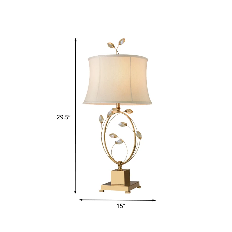 Lampe de table de salle à manger à 1 tête, éclairage de travail moderne en or avec abat-jour évasé en tissu Clearhalo