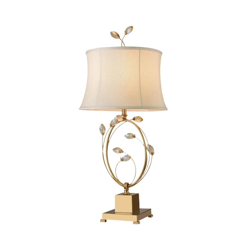 Lampe de table de salle à manger à 1 tête, éclairage de travail moderne en or avec abat-jour évasé en tissu Clearhalo