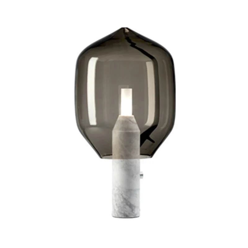 Lampe de table simple de créateur créatif, lampe de chevet à bouton de fleur noir/blanc avec abat-jour en verre ambre/gris...