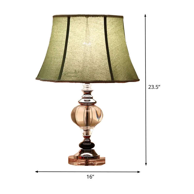 Lampe de table évasée large en tissu, petite lampe de bureau moderne à 1 tête en gris pour le salon Clearhalo