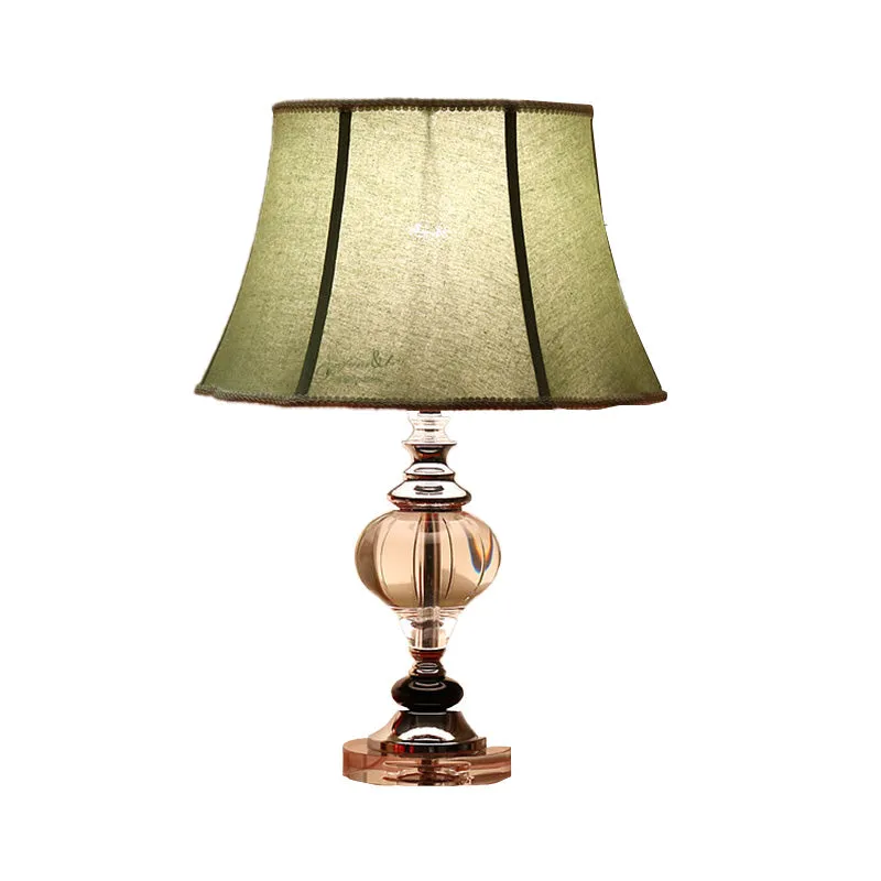 Lampe de table évasée large en tissu, petite lampe de bureau moderne à 1 tête en gris pour le salon Clearhalo