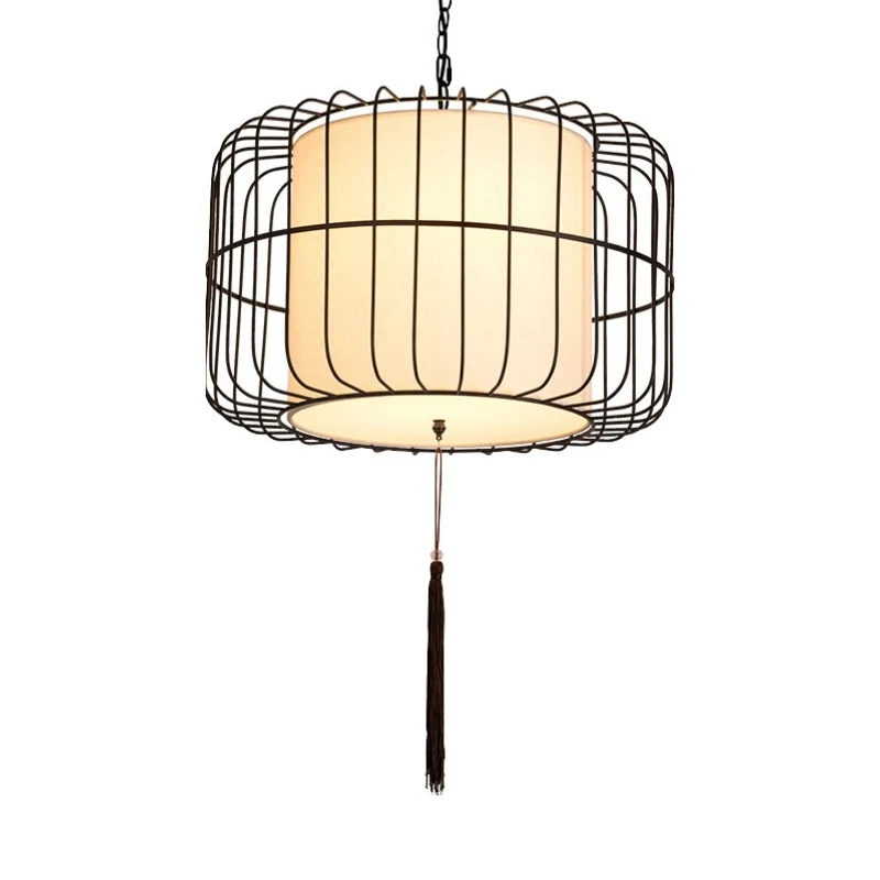 Lanterne suspendue noire en tissu de 16 "/ 19,5" de large, 1 lumière, éclairage vers le bas traditionnel et élégant Clearhalo