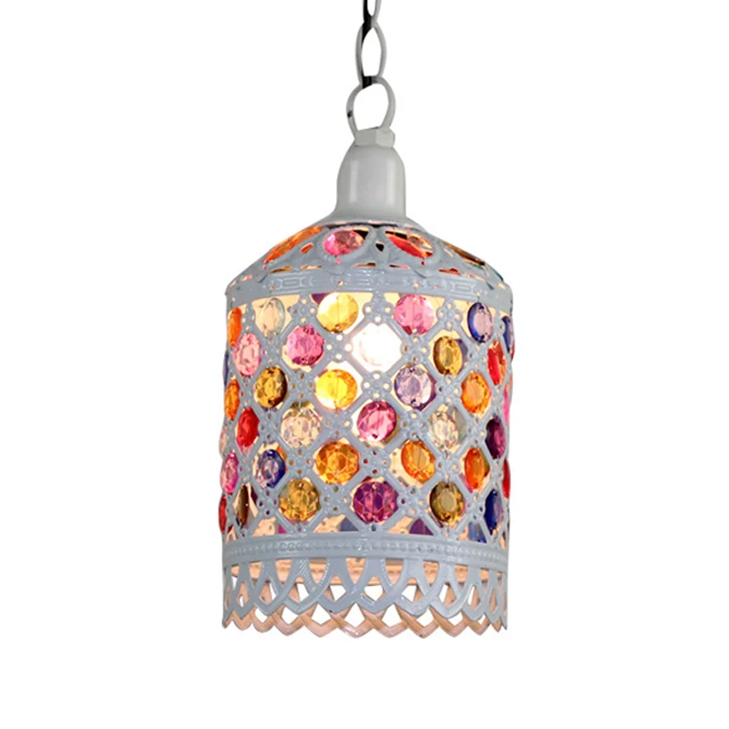 5 "/6" de large blanc 1 lumière pendentif éclairage traditionnel vitrail cylindre/baril luminaire suspendu Clearhalo