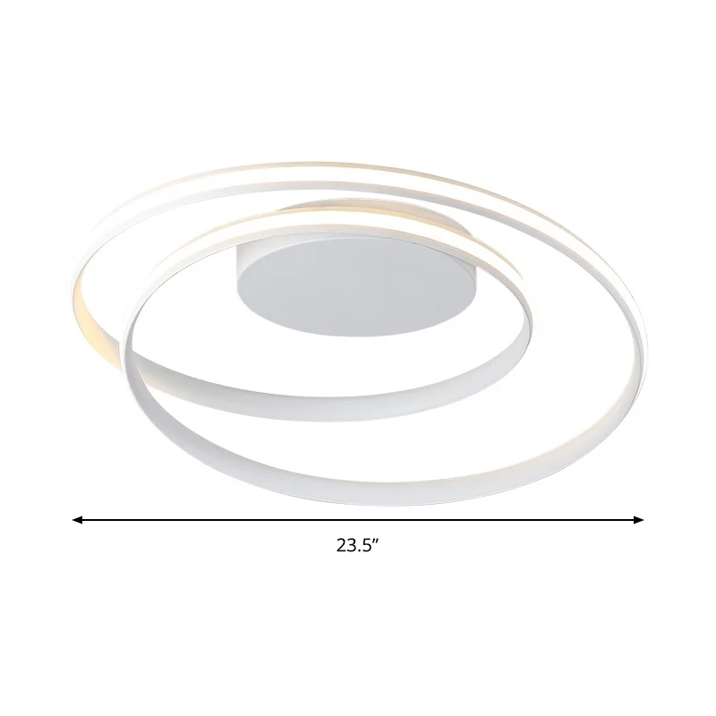 Loop Plafonnier Simple Acrylique LED Noir/Blanc 18"/23,5" Large Luminaire Encastré en Lumière Chaude/Blanche Clearhalo