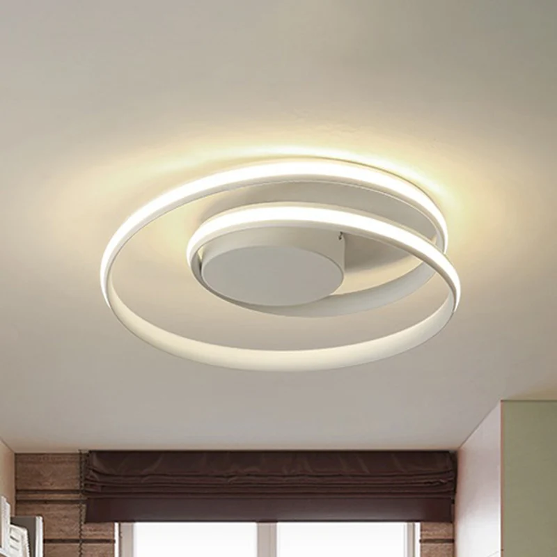 Loop Plafonnier Simple Acrylique LED Noir/Blanc 18"/23,5" Large Luminaire Encastré en Lumière Chaude/Blanche Clearhalo