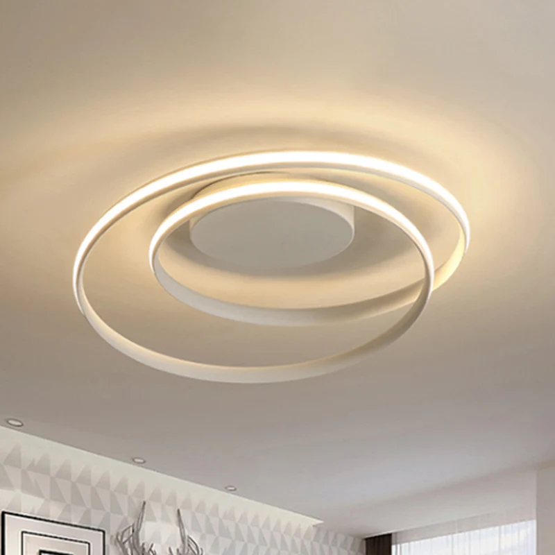 Loop Plafonnier Simple Acrylique LED Noir/Blanc 18"/23,5" Large Luminaire Encastré en Lumière Chaude/Blanche Clearhalo