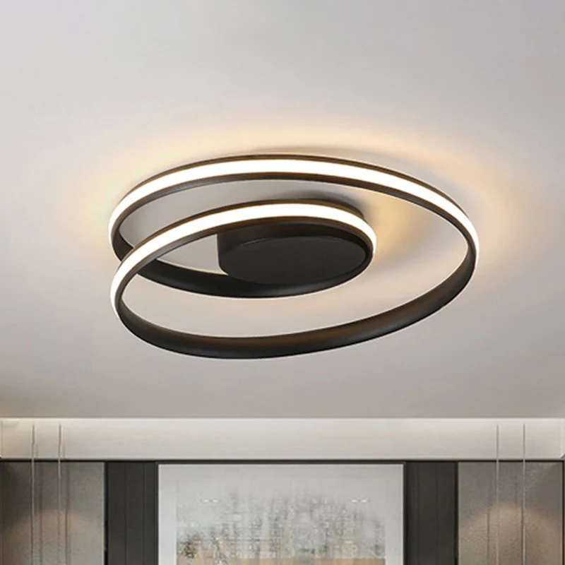 Loop Plafonnier Simple Acrylique LED Noir/Blanc 18"/23,5" Large Luminaire Encastré en Lumière Chaude/Blanche Clearhalo