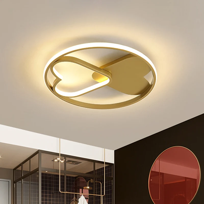 Loving Heart Acrylique Plafonnier LED Scandinave Plafonnier Doré en Lumière Blanche/Chaude Clearhalo