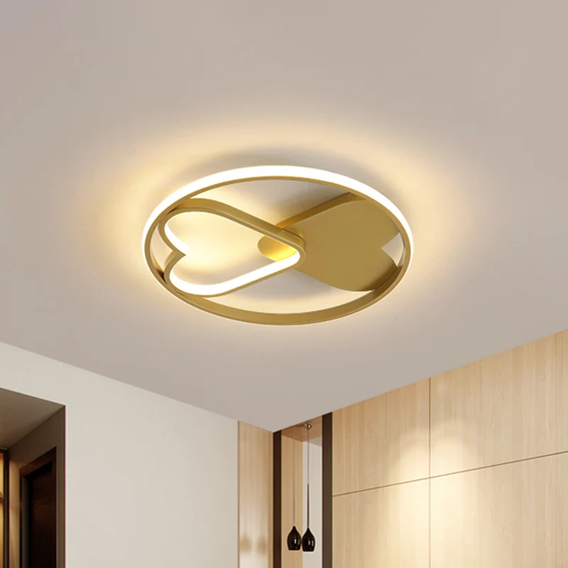 Loving Heart Acrylique Plafonnier LED Scandinave Plafonnier Doré en Lumière Blanche/Chaude Clearhalo