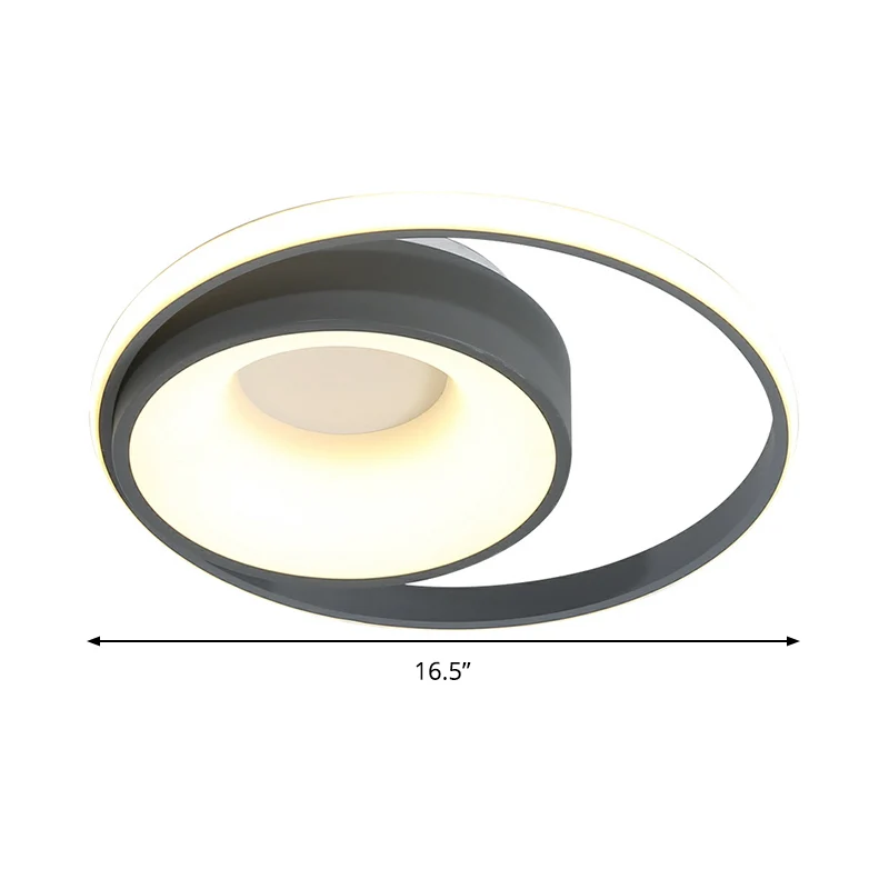 Luminaire circulaire encastré moderne en métal gris LED plafonnier en lumière naturelle/télécommande gradation continue Cl...