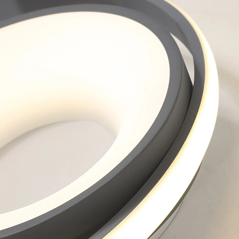 Luminaire circulaire encastré moderne en métal gris LED plafonnier en lumière naturelle/télécommande gradation continue Cl...