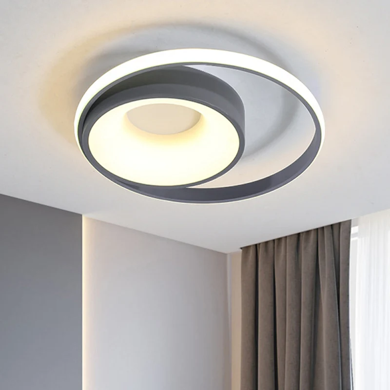 Luminaire circulaire encastré moderne en métal gris LED plafonnier en lumière naturelle/télécommande gradation continue Cl...