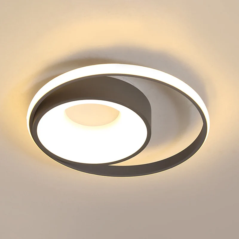 Luminaire circulaire encastré moderne en métal gris LED plafonnier en lumière naturelle/télécommande gradation continue Cl...